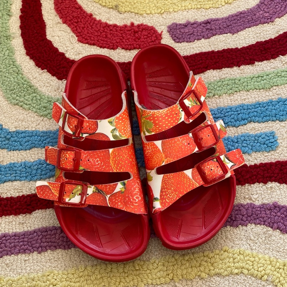 Birki’s by Birkenstock Strawberry Waterproof Strap Slip On Sandals